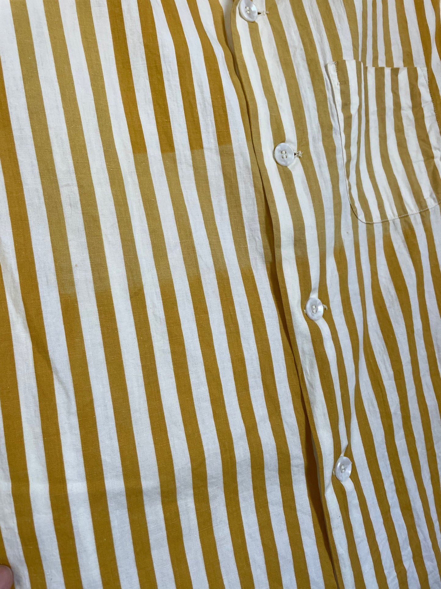 60s Mustard Striped Button Down Shirt