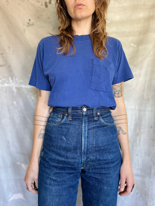80s Blank Blue Pocket Tee