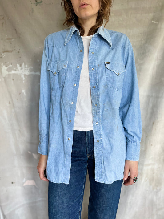 70s Lee Pearl Snap Chambray Shirt
