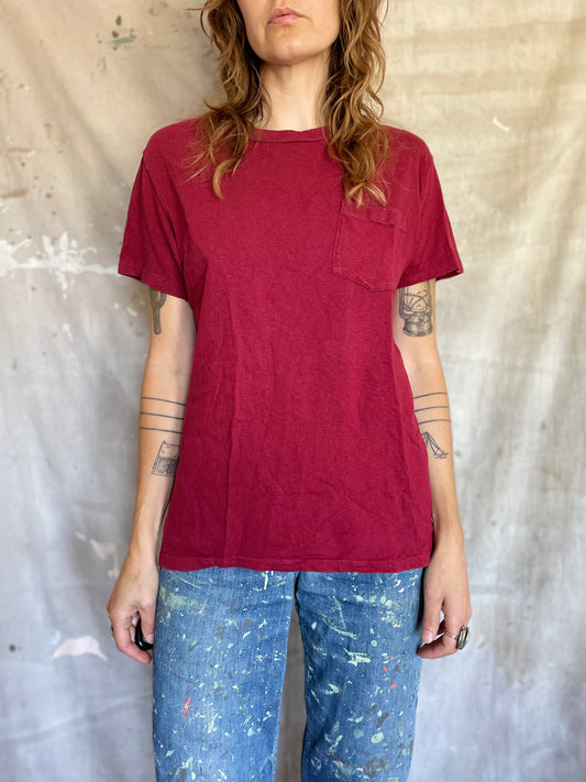 80s Blank Maroon Pocket Tee