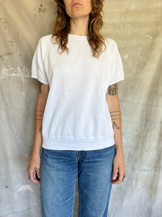 80s Blank White Short Sleeve Sweatshirt