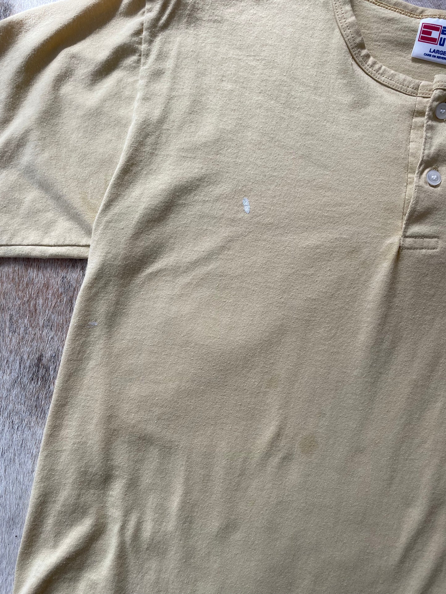 90s Pale Yellow Henley Tee