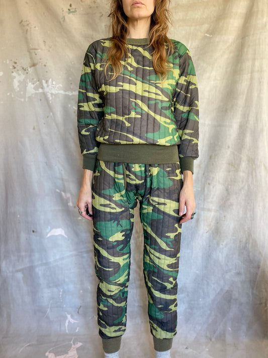 80s Camo Quilted Insulated Base Layer Set