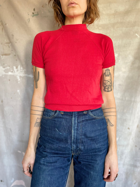 80s Blank Red Short Sleeve Sweatshirt
