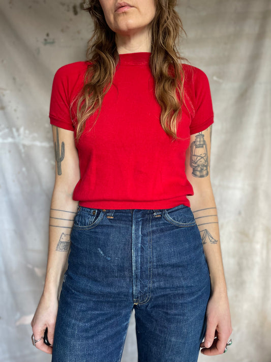 80s Blank Red Short Sleeve Sweatshirt