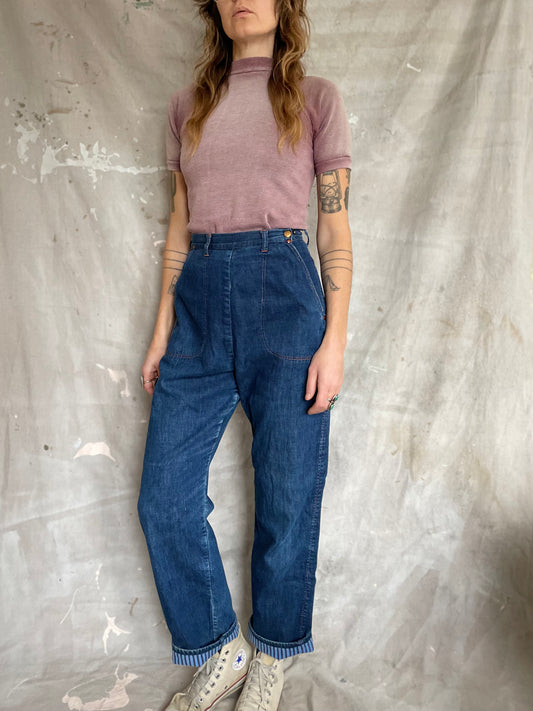 50s Blue Bell Flannel Lined Side Zip Jeans