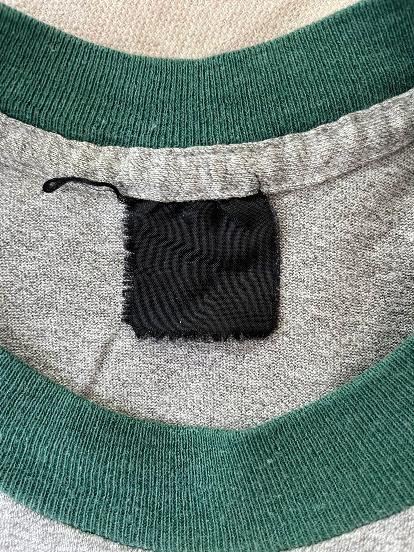 80s Grey and Green Ringer Tee