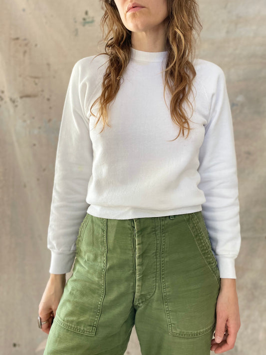 80s Blank White Sweatshirt