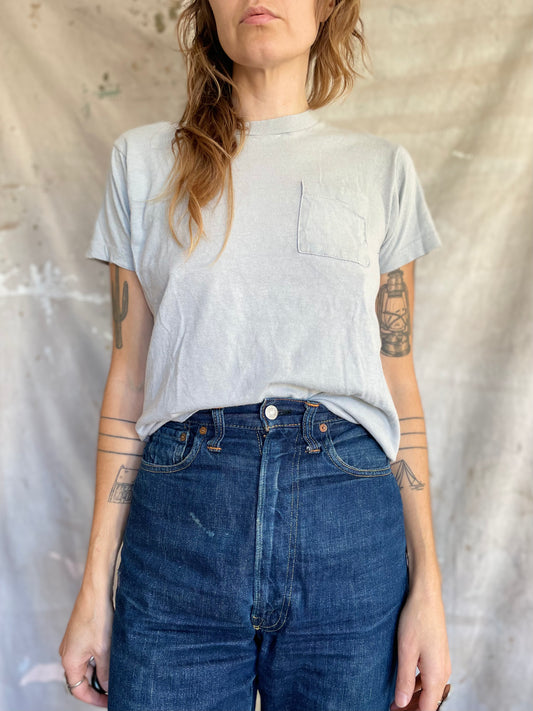 80s Fruit Of The Loom Blank Grey Pocket Tee