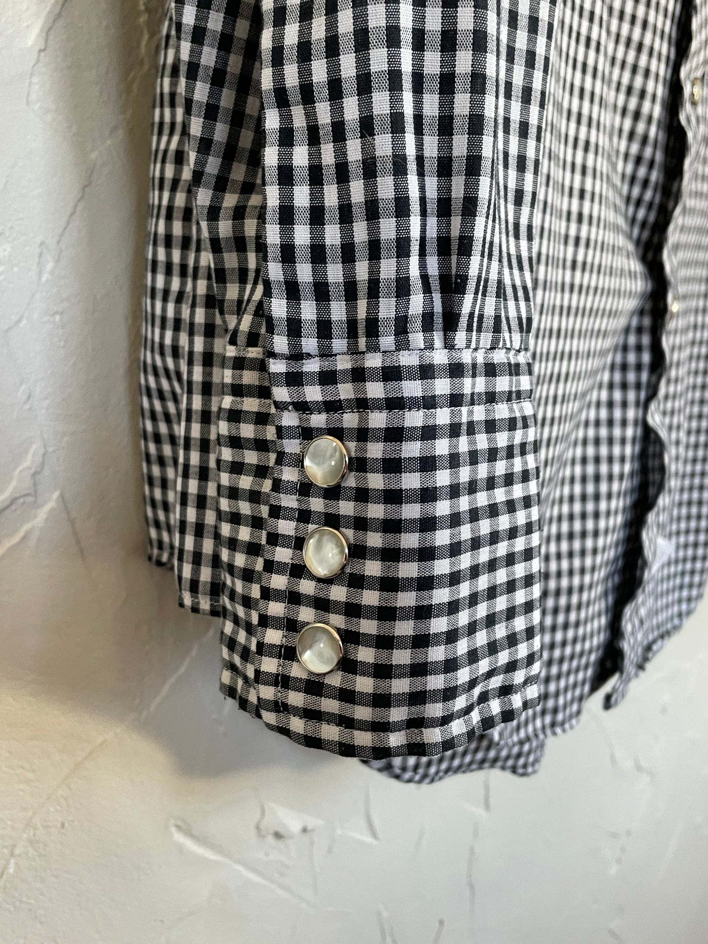 80s Gingham Pearl Snap Western Shirt