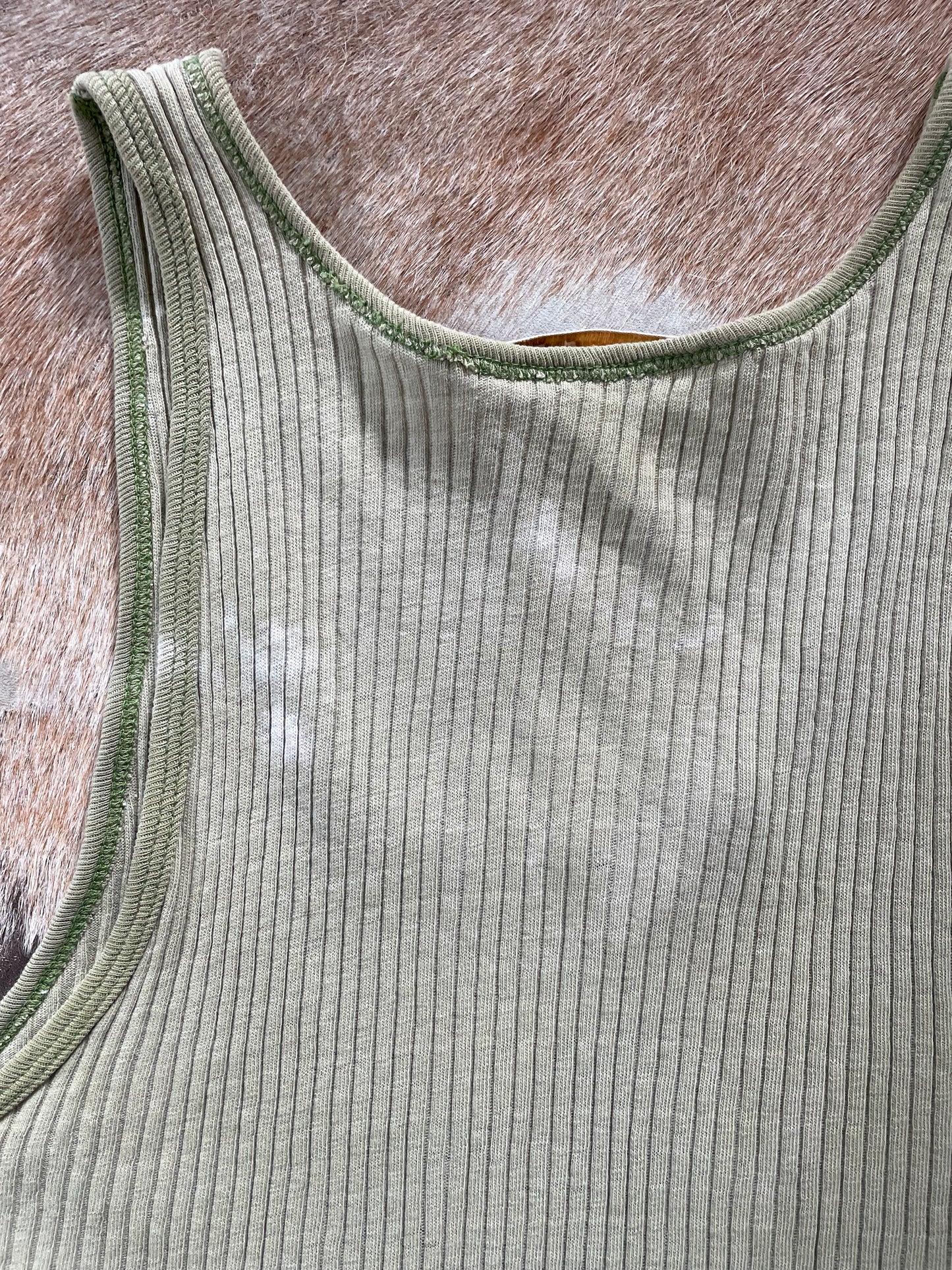 70s Sage Green Ribbed Tank Top