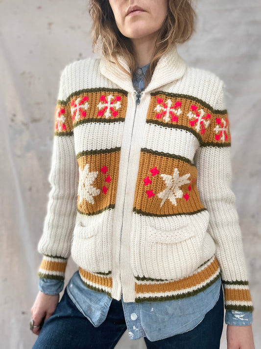 Shawl Collar Snowflake Sweater