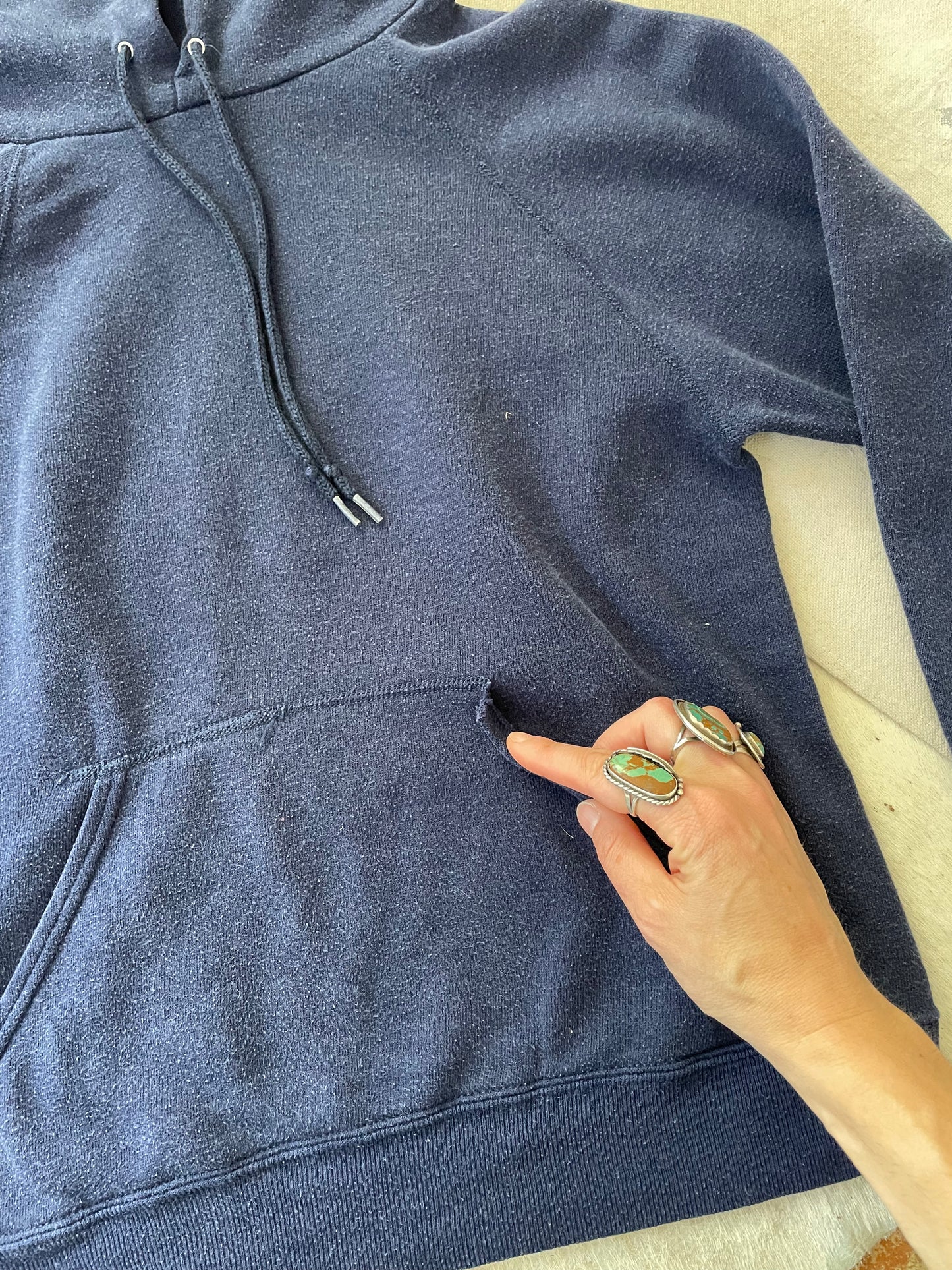 80s Navy Blue Hoodie