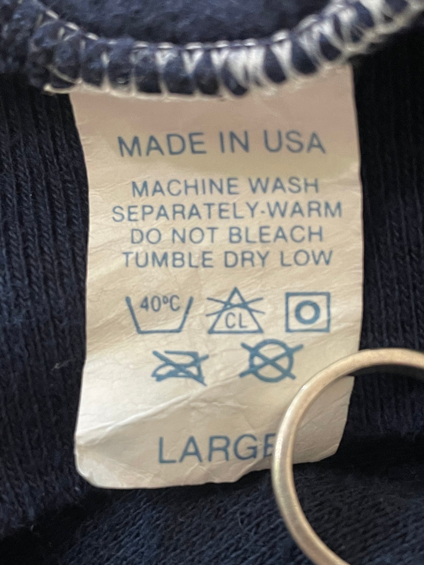 70s Blank Navy Blue Hoodie Sweatshirt