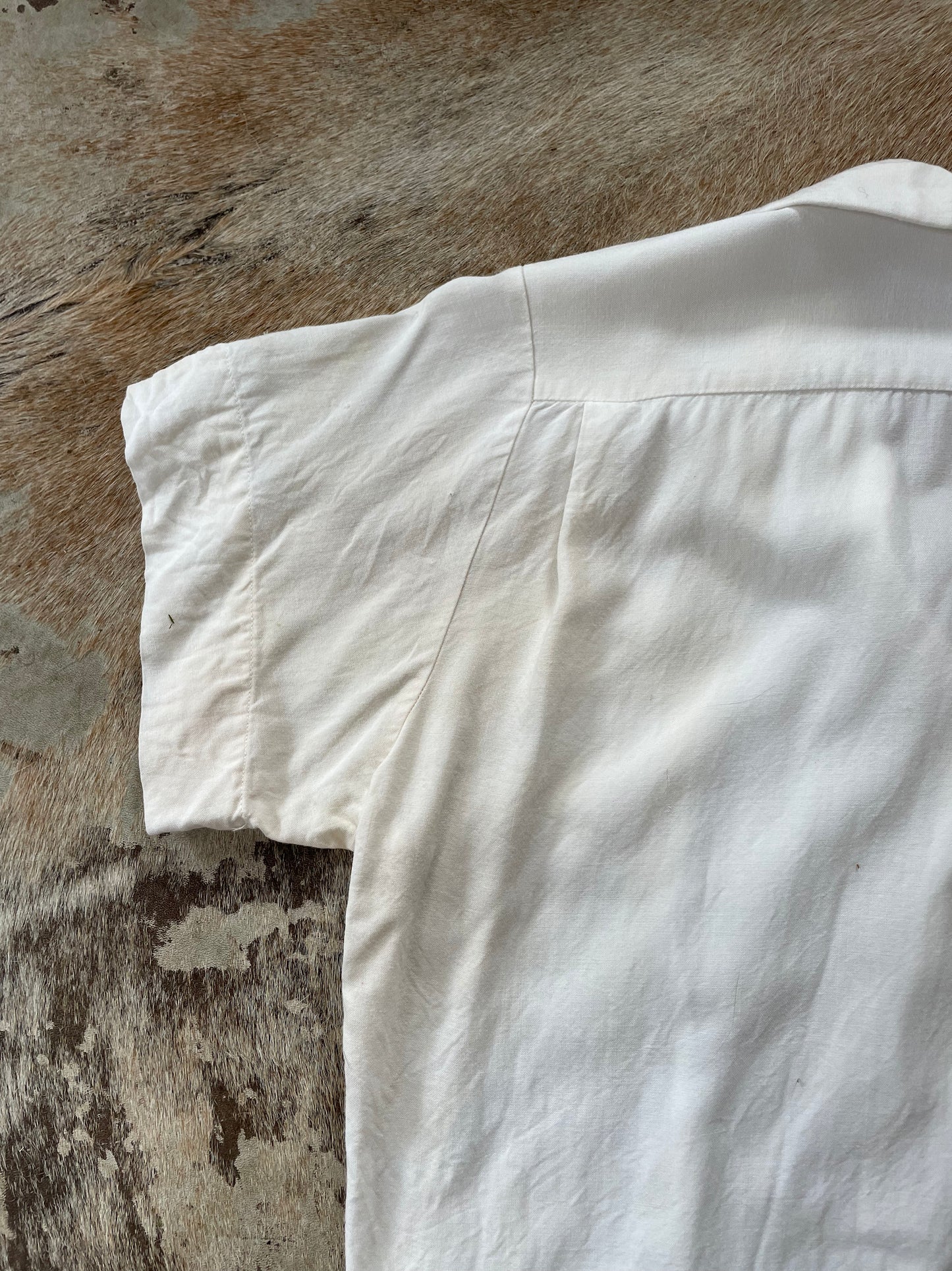 60s Blank White Bowling Shirt Blouse