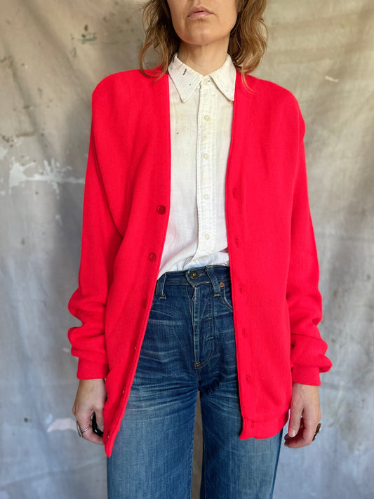 80s Lord Jeff Red Cardigan