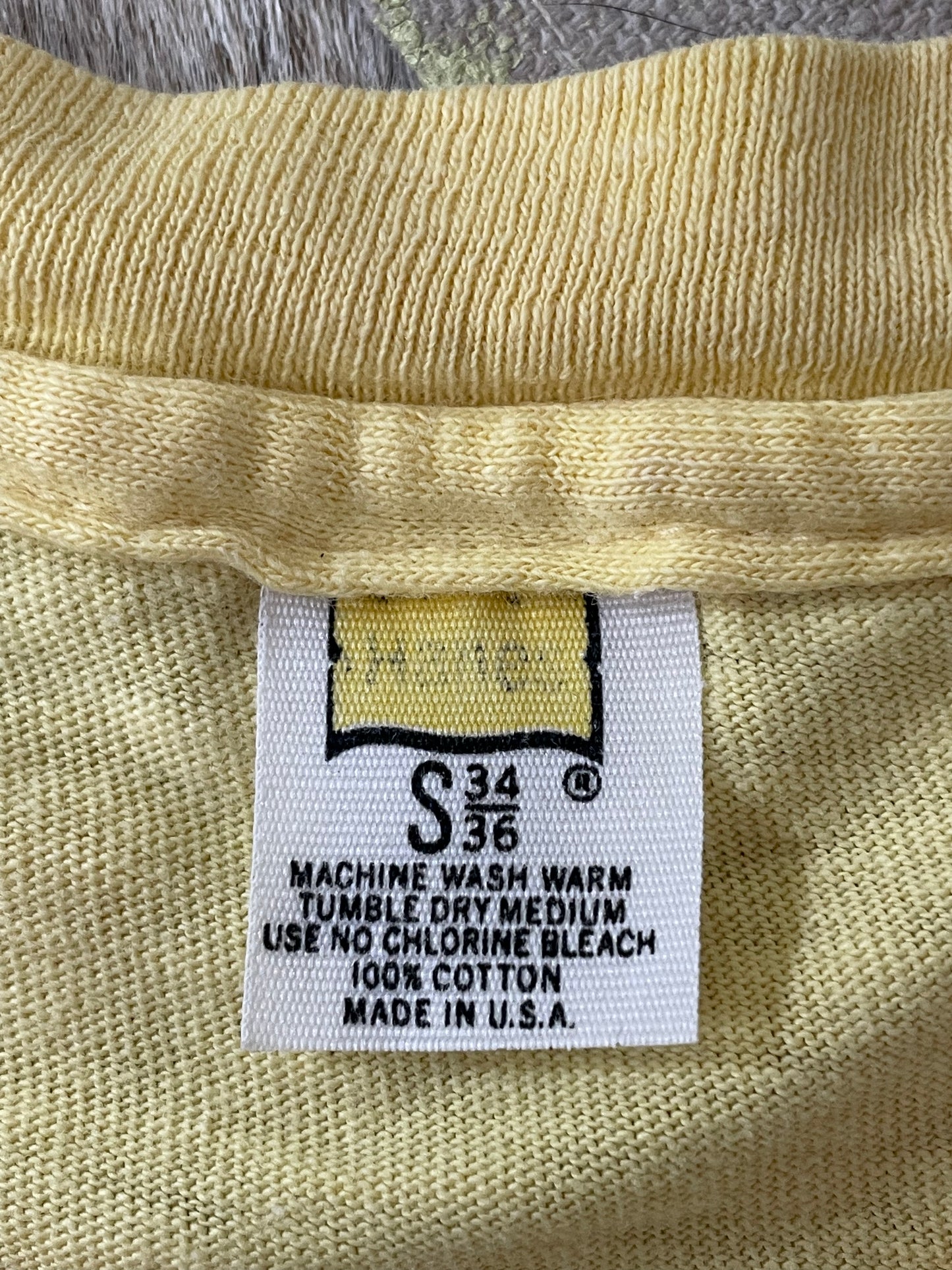 70s/80s Hanes Pale Yellow Pocket Tee