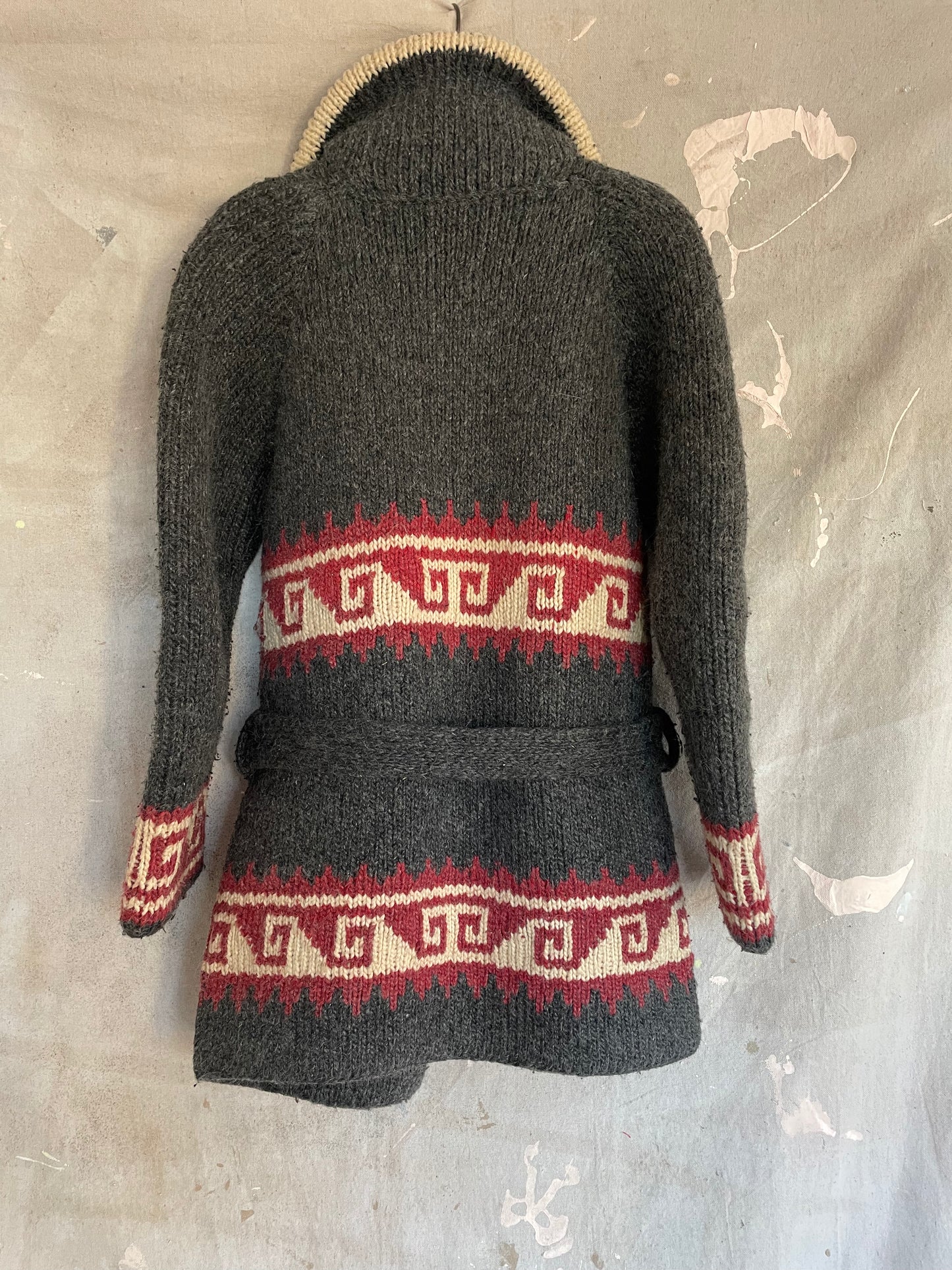 70s Shawl Collar Wrap Sweater