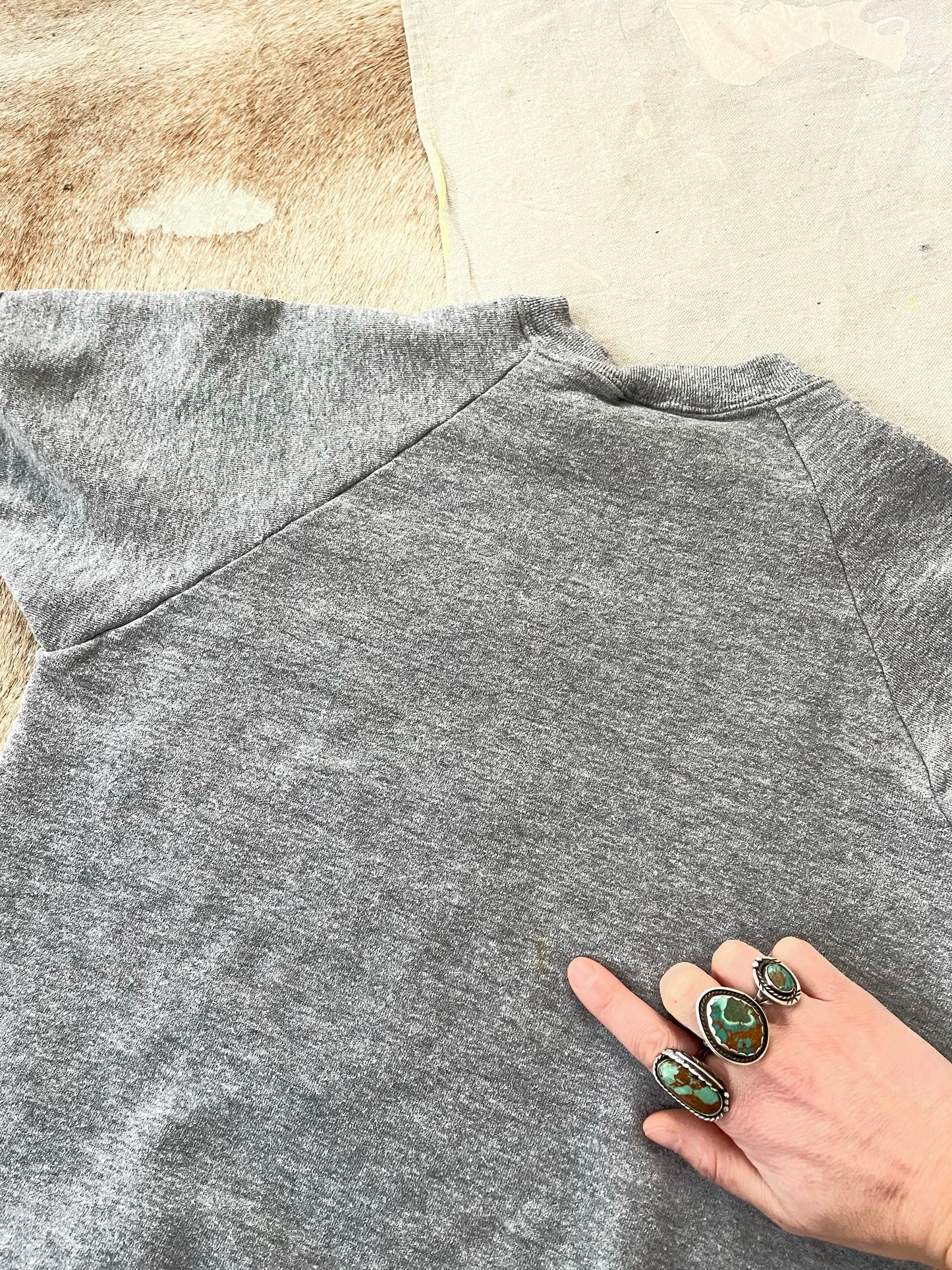 80s Blank Grey Short Sleeve Sweatshirt