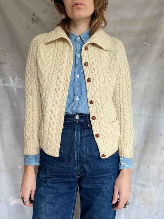 70s Fisherman Sweater Cardigan