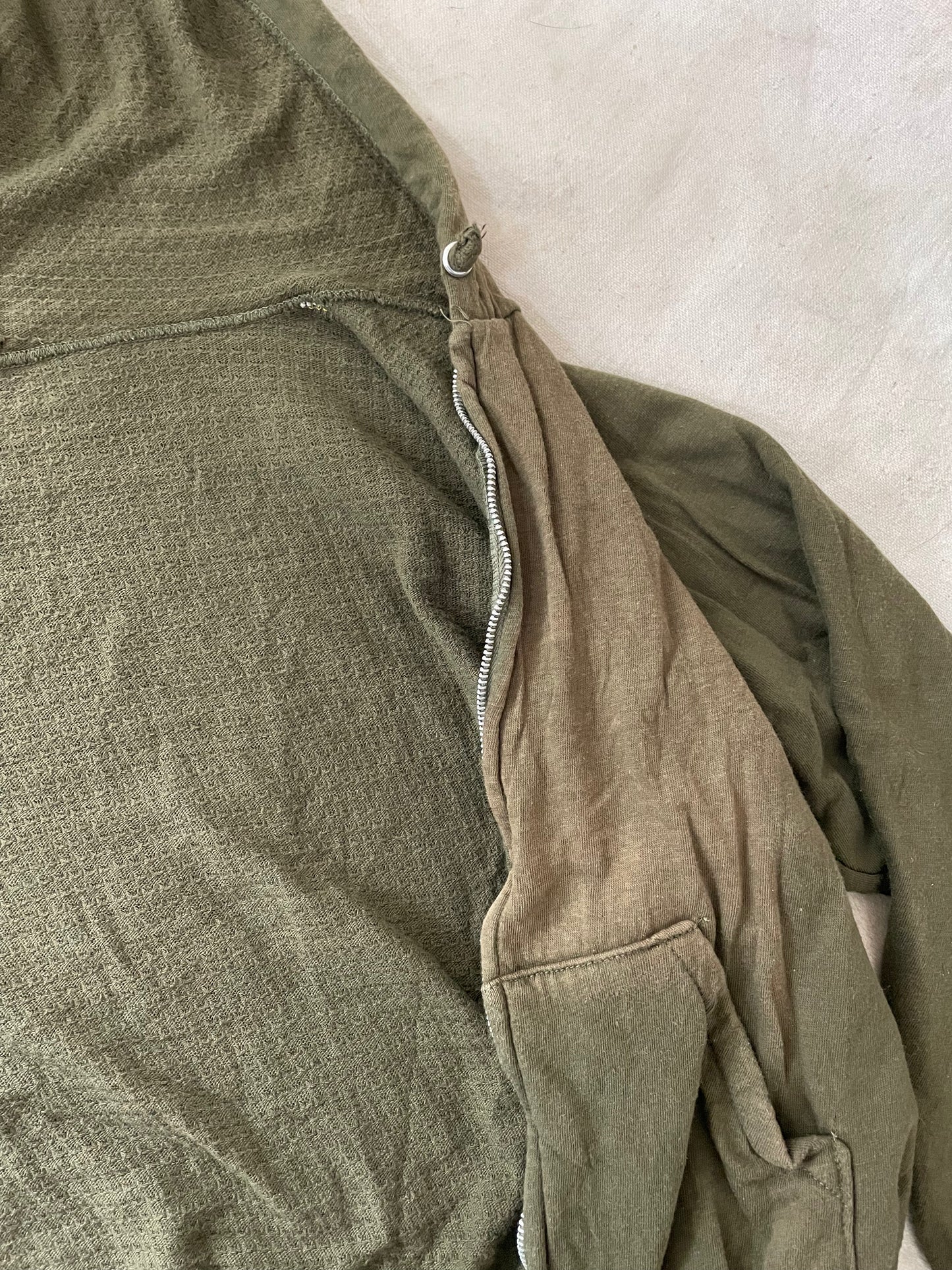 60s/70s Thermal Lined Olive Green Hoodie