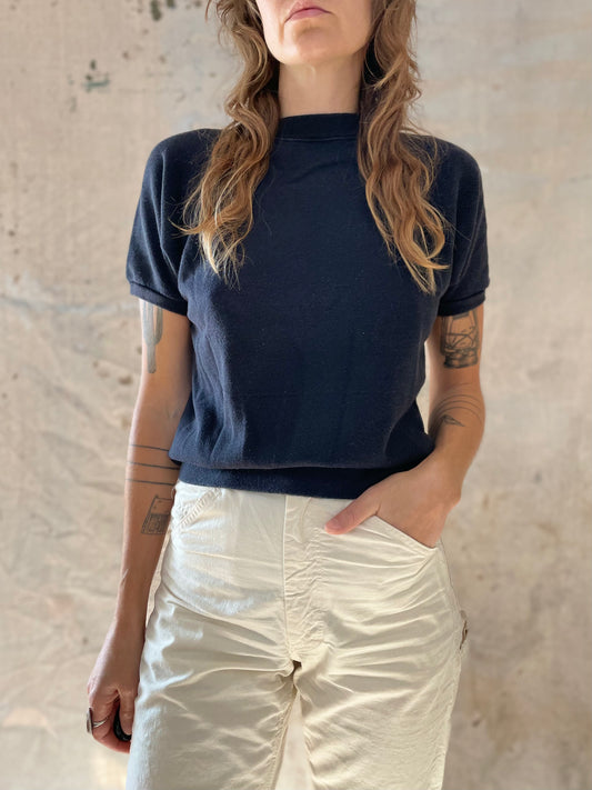 70s/80s Blank Black Short Sleeve Sweatshirt