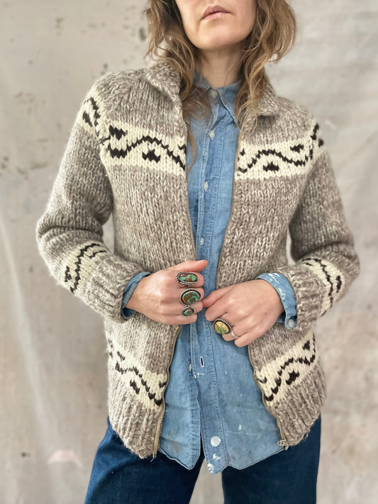 Hand Knit Cowichan Style Sweater Brown