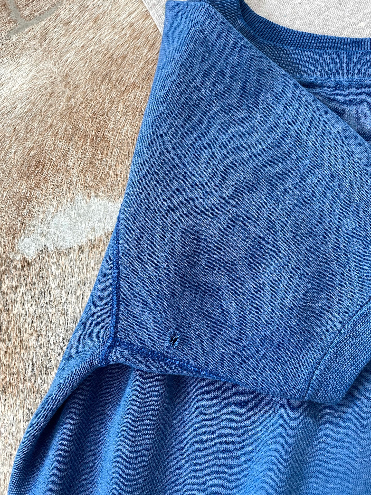 70s/80s Blank Cerulean Blue Short Sleeve Sweatshirt