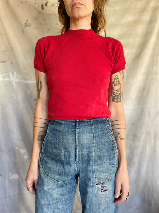70s Blank Red Short Sleeve Sweatshirt