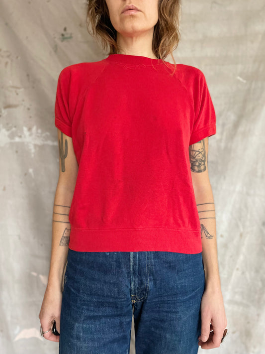 70s Blank Red Short Sleeve Sweatshirt