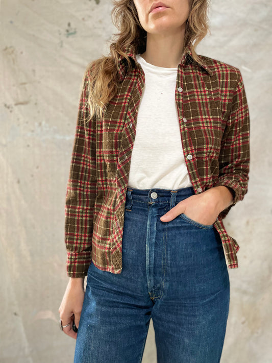 70s Plaid Flannel Button Down