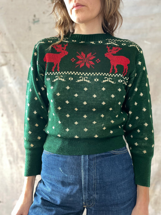 40s/50s Holiday Reindeer Sweater