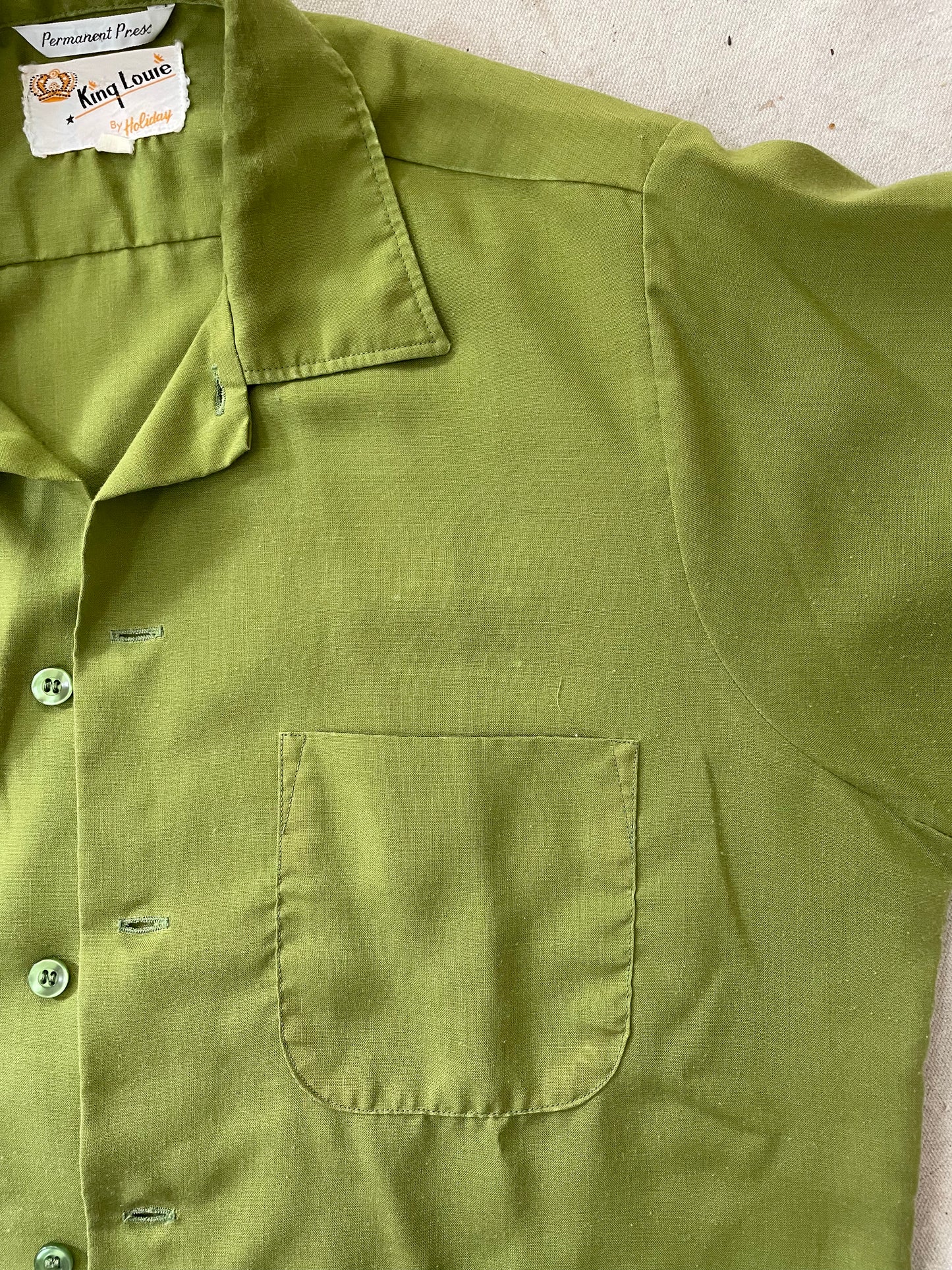 60s Avocado Green Bowling Shirt
