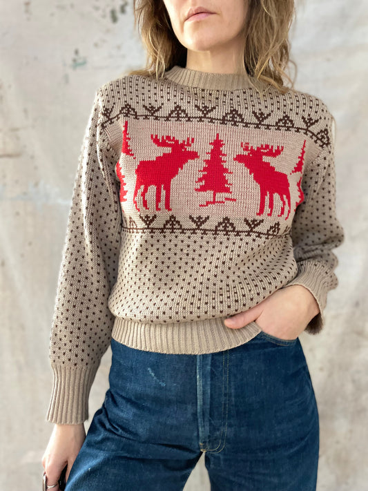 40s/50s Reindeer Holiday Sweater
