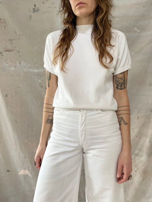 80s Blank White Short Sleeve Sweatshirt