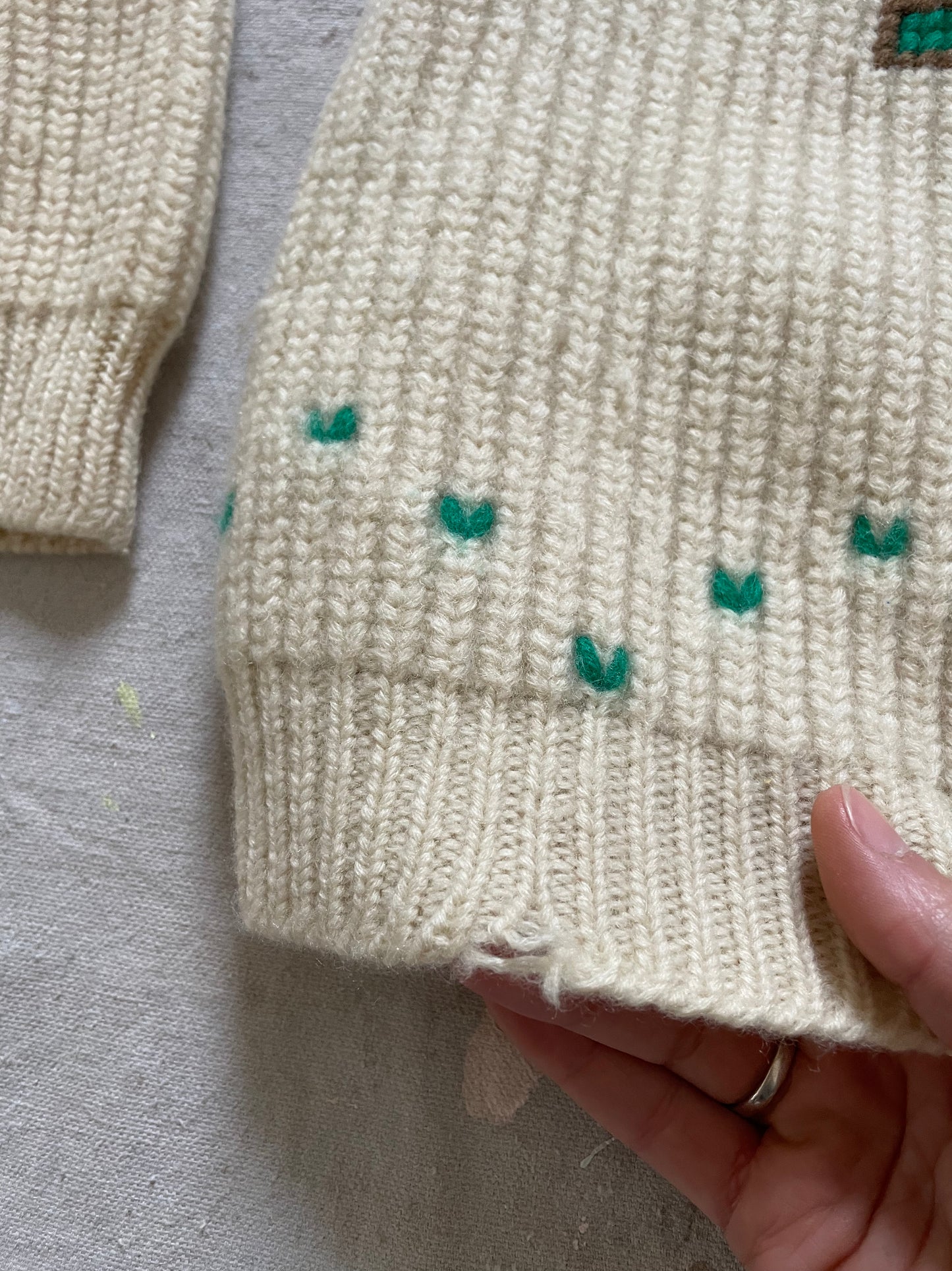 70s Deer Shawl Collar Sweater