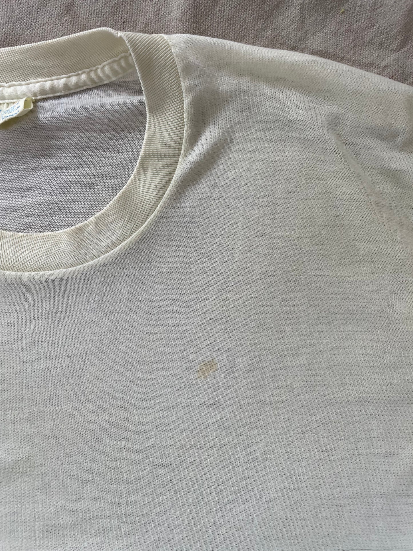 60s Penney’s Towncraft Pale Yellow/Off-White Paper Thin Tee