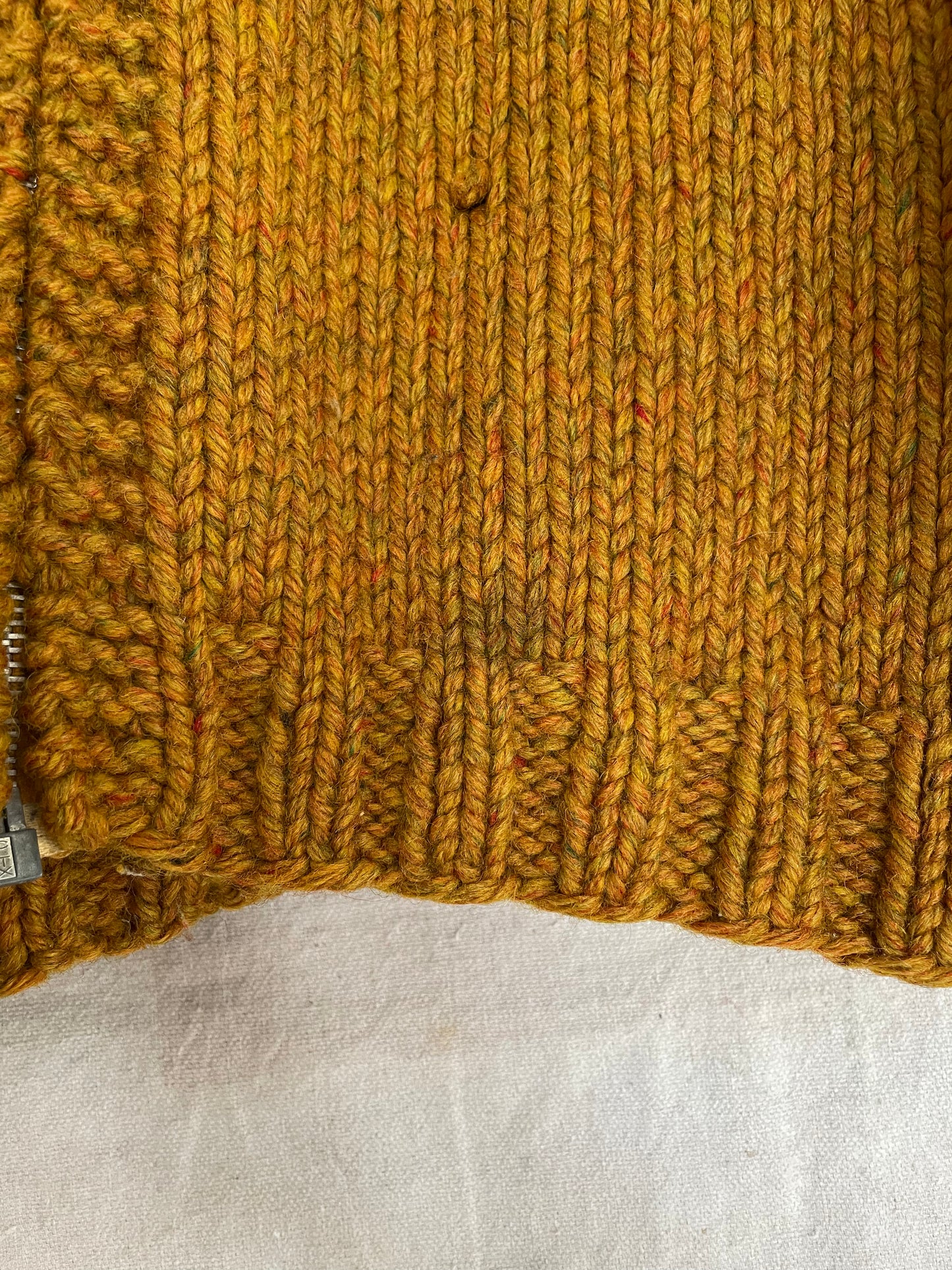 60s Handknit Ochre Shawl Collar Sweater
