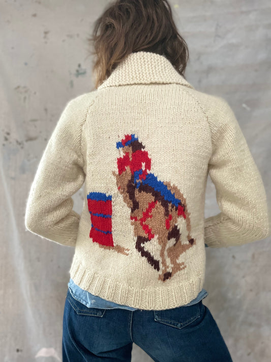 Mary Maxim Hand Knit Rodeo Horse Sweater