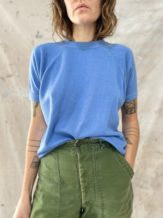 80s Blank Periwinkle Short Sleeve Sweatshirt