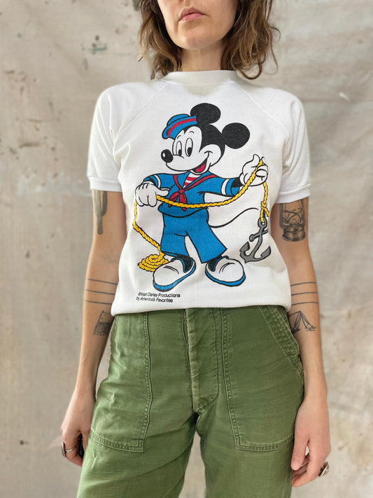 80s Sailor Mickey Mouse Short Sleeve Sweatshirt