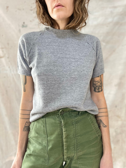 80s Blank Grey Short Sleeve Sweatshirt