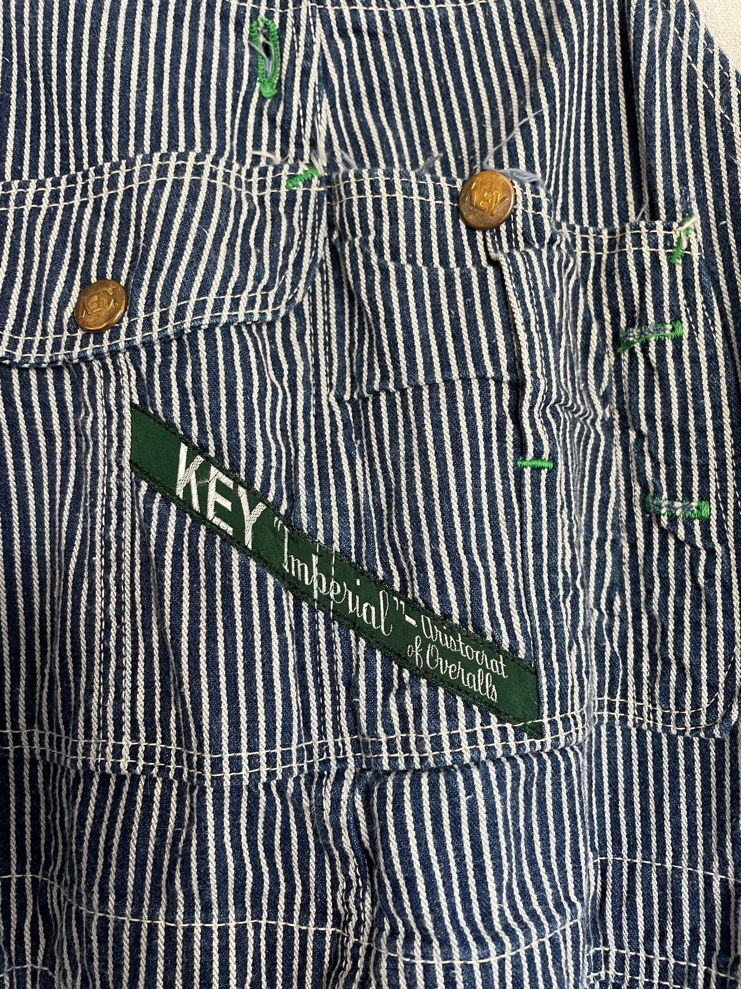 80s Key Imperial Hickory Stripe Overalls