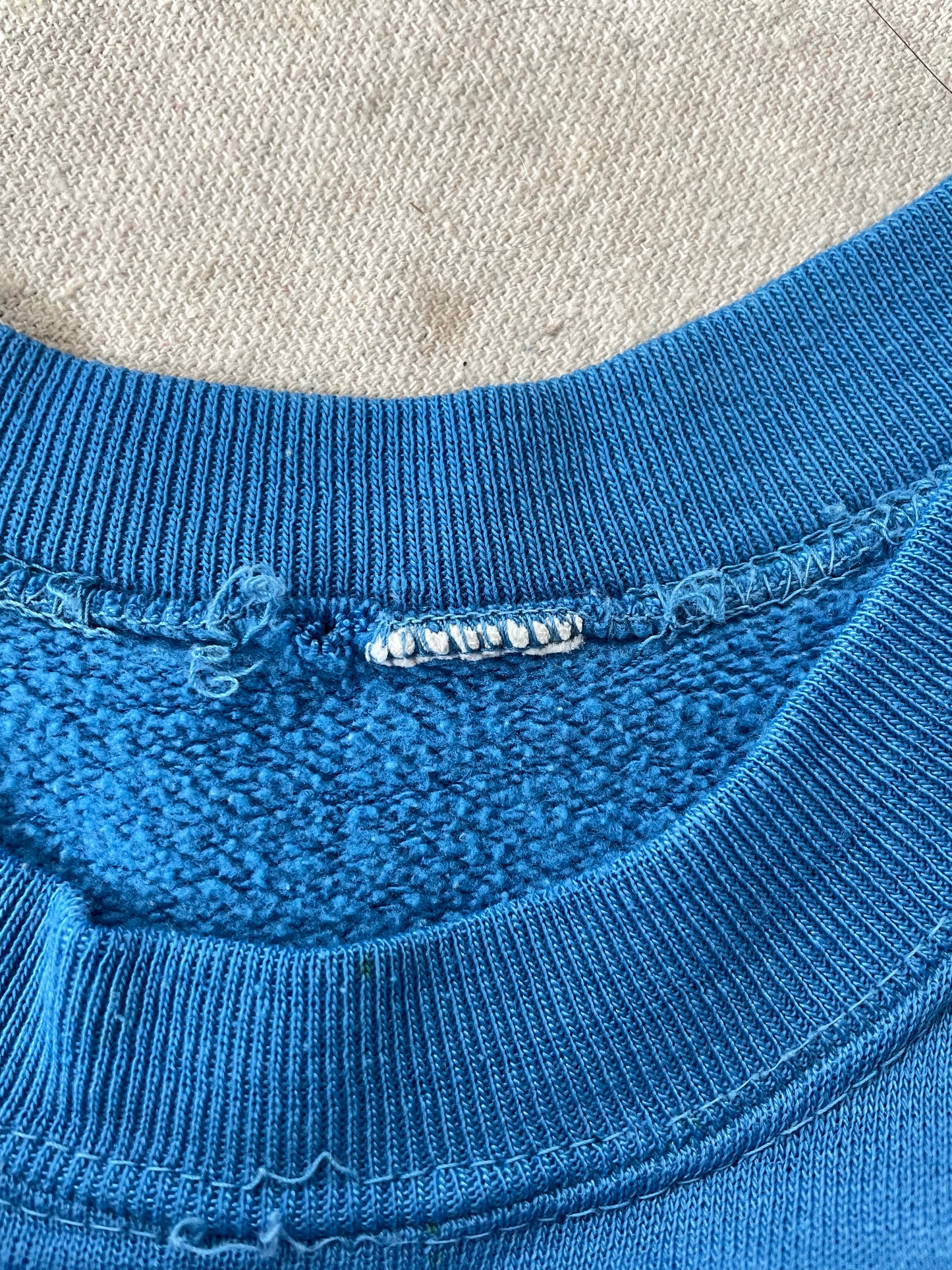 80s Blank Azure Blue Short Sleeve Sweatshirt