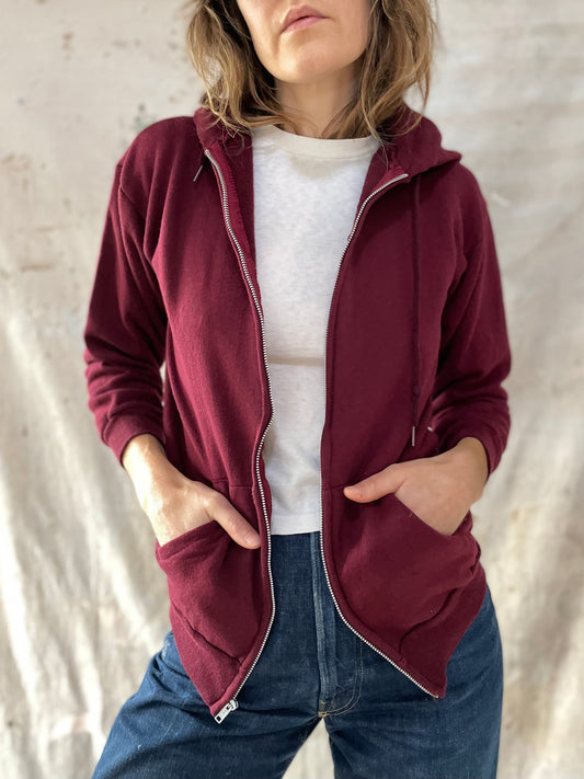 Maroon Zip Front Hoodie