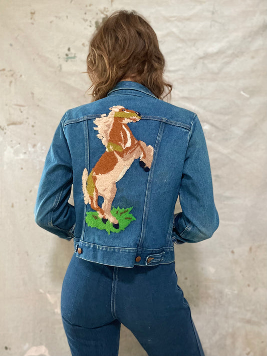 80s Wrangler Horse Embroidered Jean Jacket