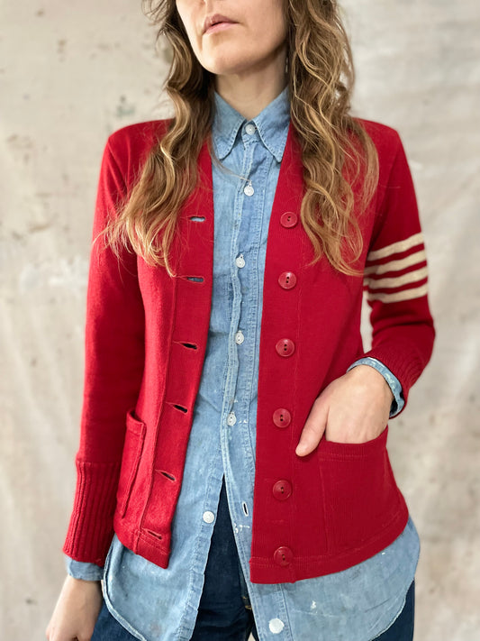 50s/60s Lowe and Campbell Red Varsity Sweater
