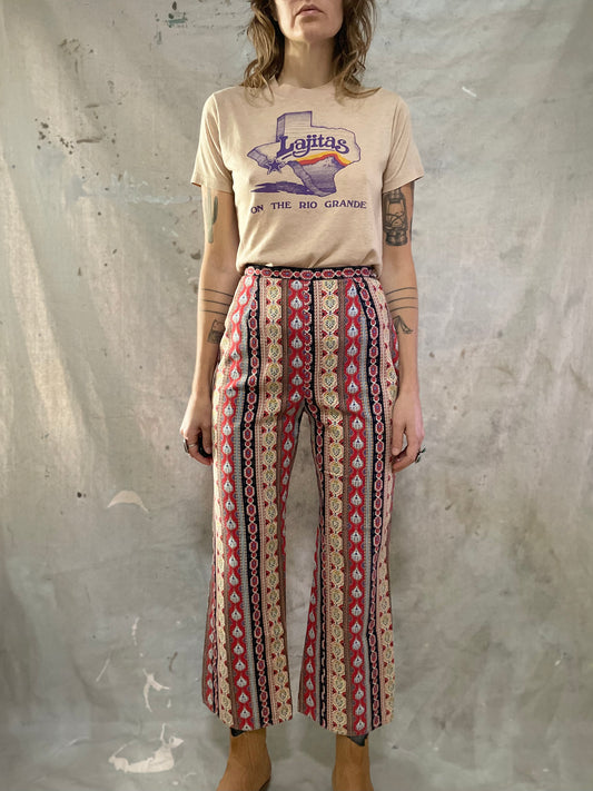 60s/70s Floral Print Paisley Bell Bottoms
