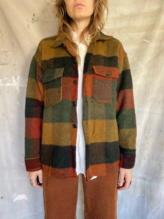 60s Melton CPO Plaid Shirt