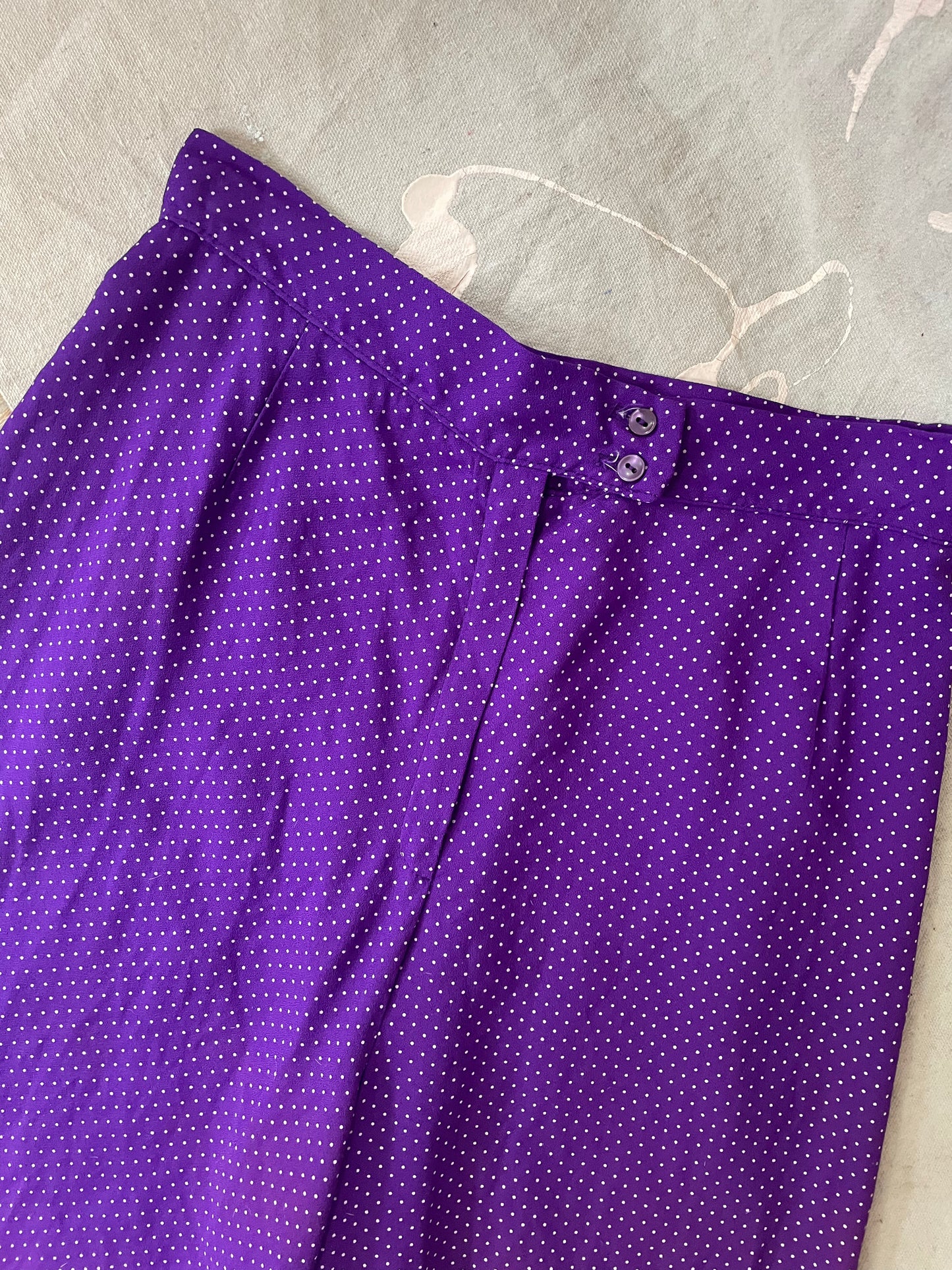 70s Purple Polka Dot Palazzo Pants